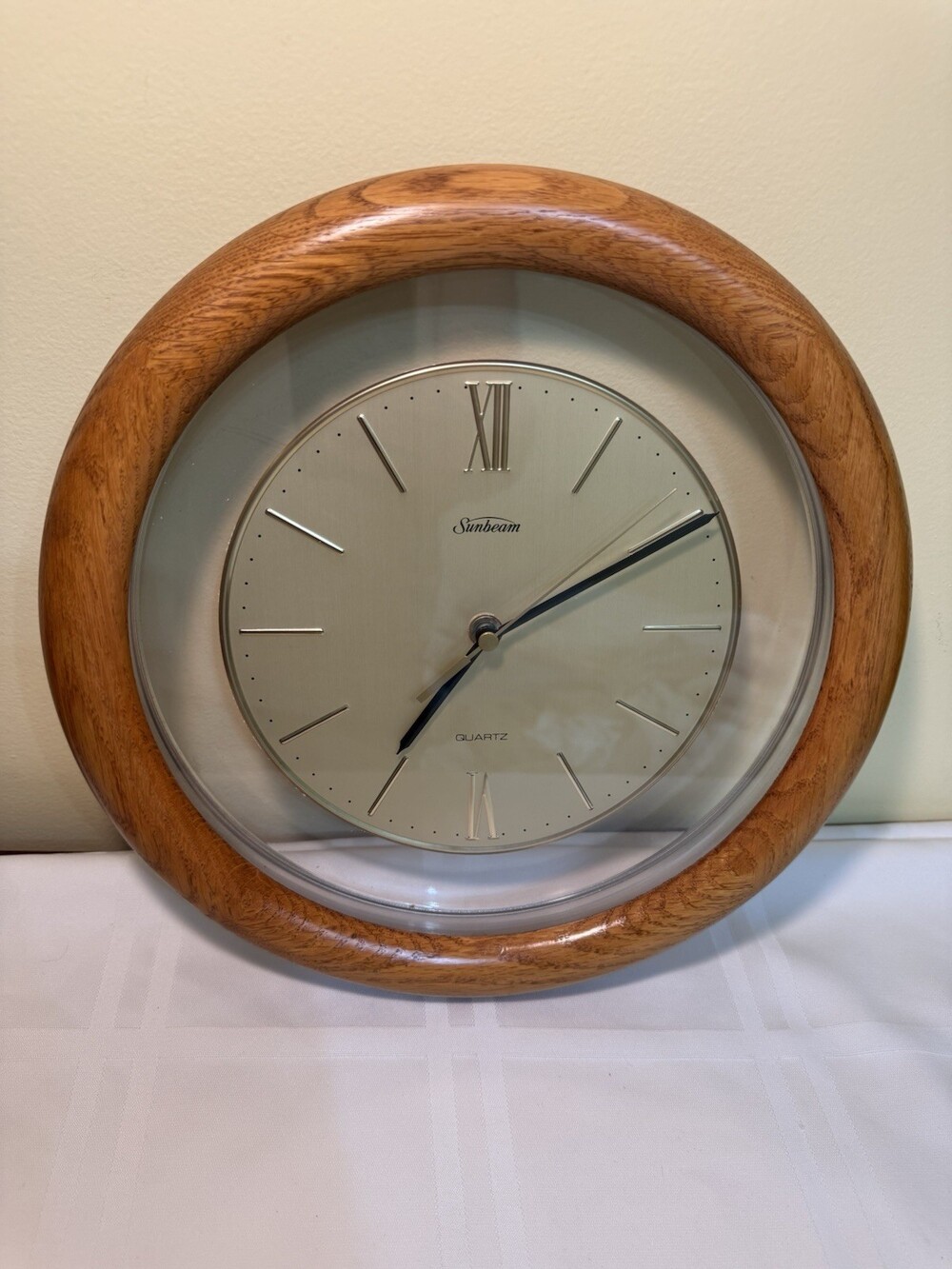 Sunbeam 12" Wall Clock Quartz Brown See Through Floating (working)